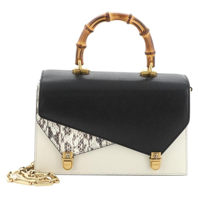 Gucci Ottilia Top Handle Bag Leather with Snakeskin Small