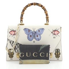 Gucci Ottilia Top Handle Bag Painted Leather with Snakeskin Medium