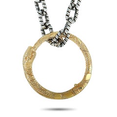 Gucci Ouroboros 18K Yellow Gold and Sterling Silver Snake Motif Necklace