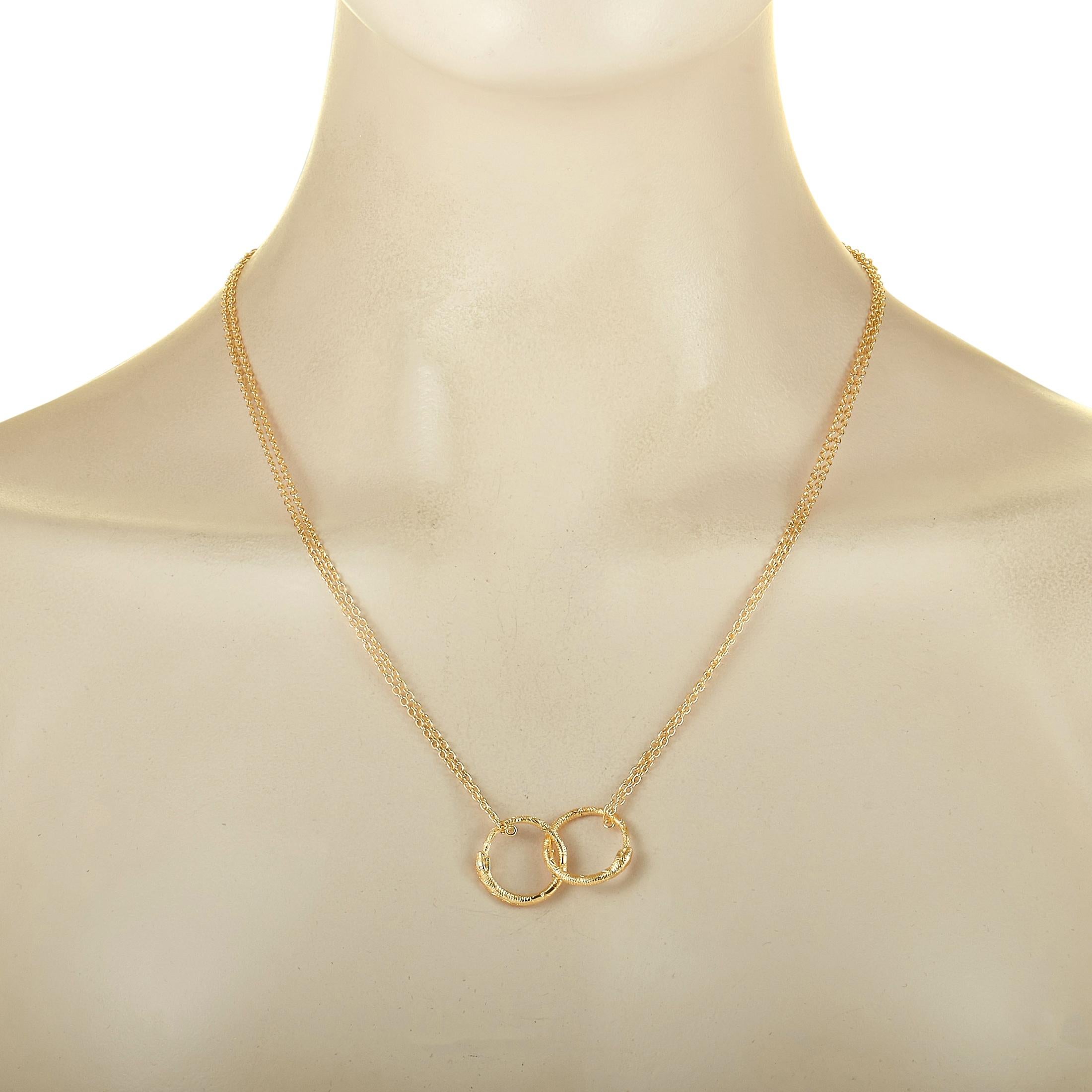 The Gucci “Ouroboros” necklace is crafted from 18K yellow gold and weighs 12 grams. The necklace measures 21” in length and boasts a 0.70” by 0.70” pendant that doubles as a clasp.
 
 This jewelry piece is offered in brand new condition and includes