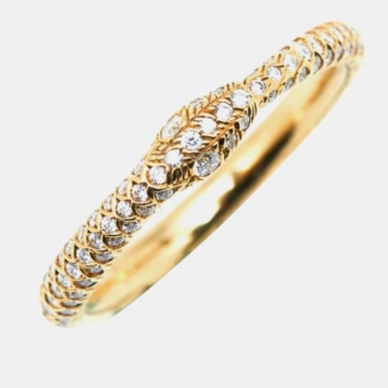 Bague Gucci en or jaune 18k serpent pavé de diamants Ouroboros Taille 52 Bon état - En vente à Dubai, Al Qouz 2