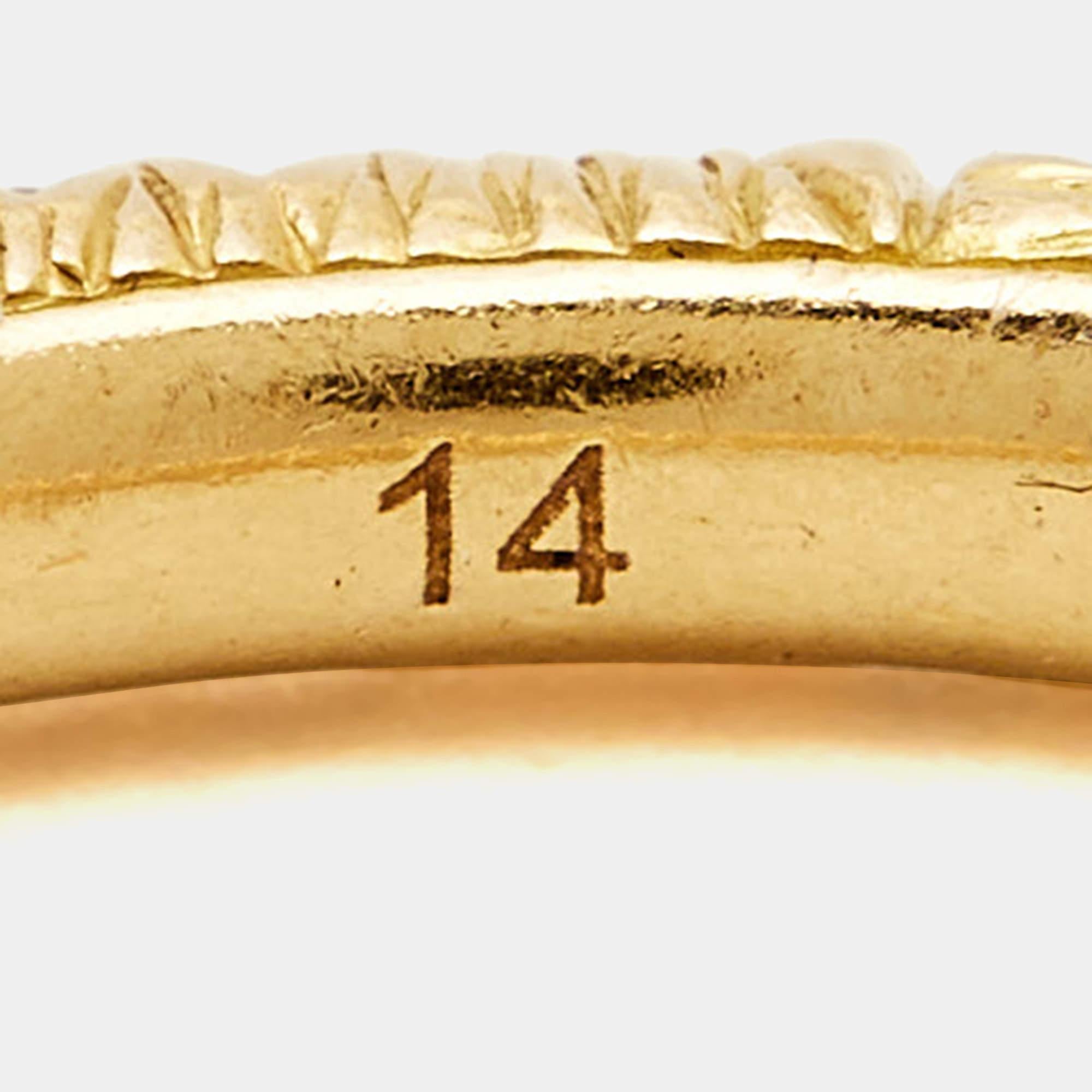 Aesthetic Movement Gucci Ouroboros Diamond Pavé Snake 18k Yellow Gold Ring Size 54
