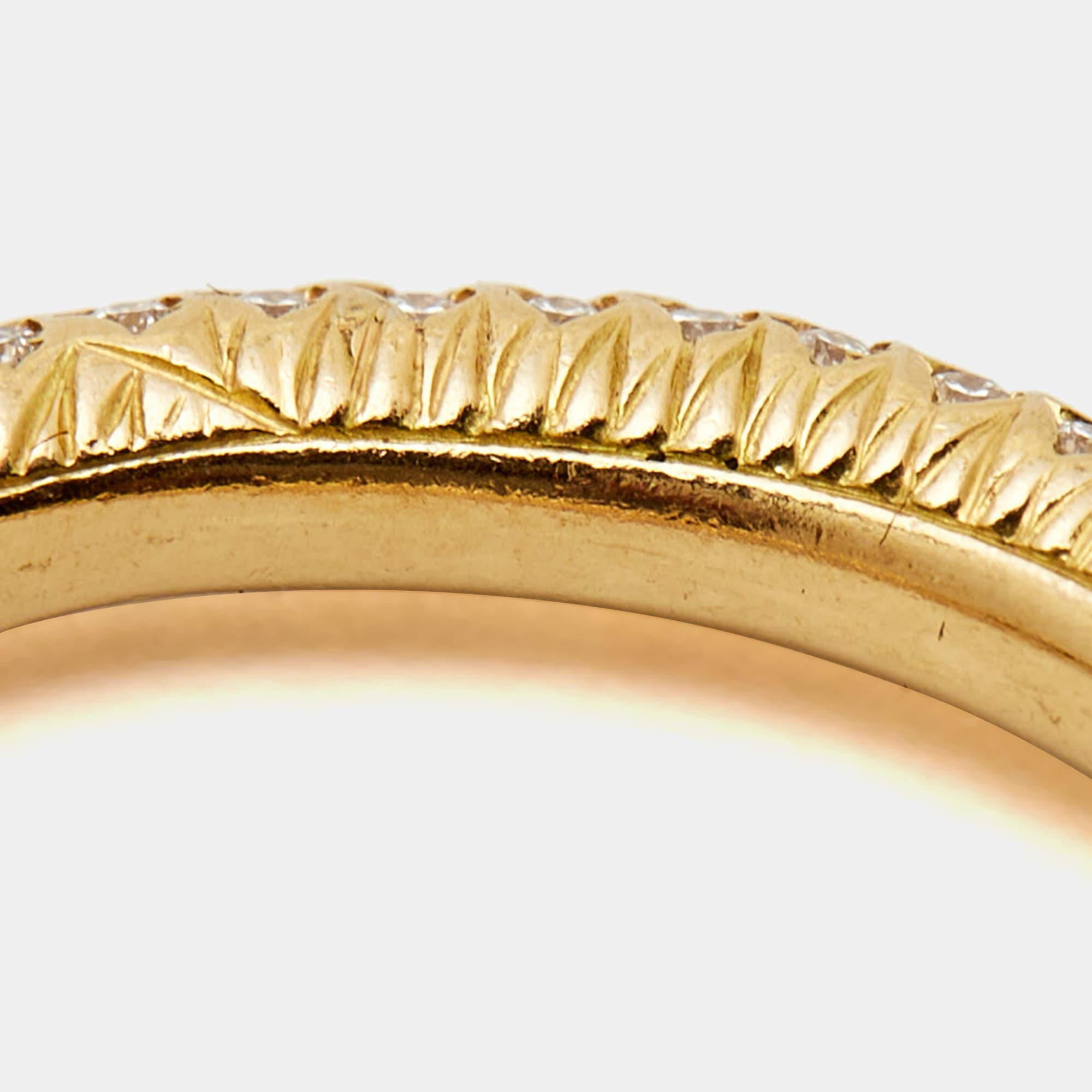 Women's Gucci Ouroboros Diamond Pavé Snake 18k Yellow Gold Ring Size 54