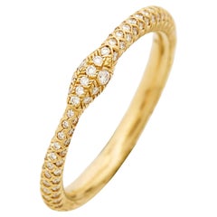 Bague Gucci en or jaune 18k serpent pavé de diamants Ouroboros Taille 54