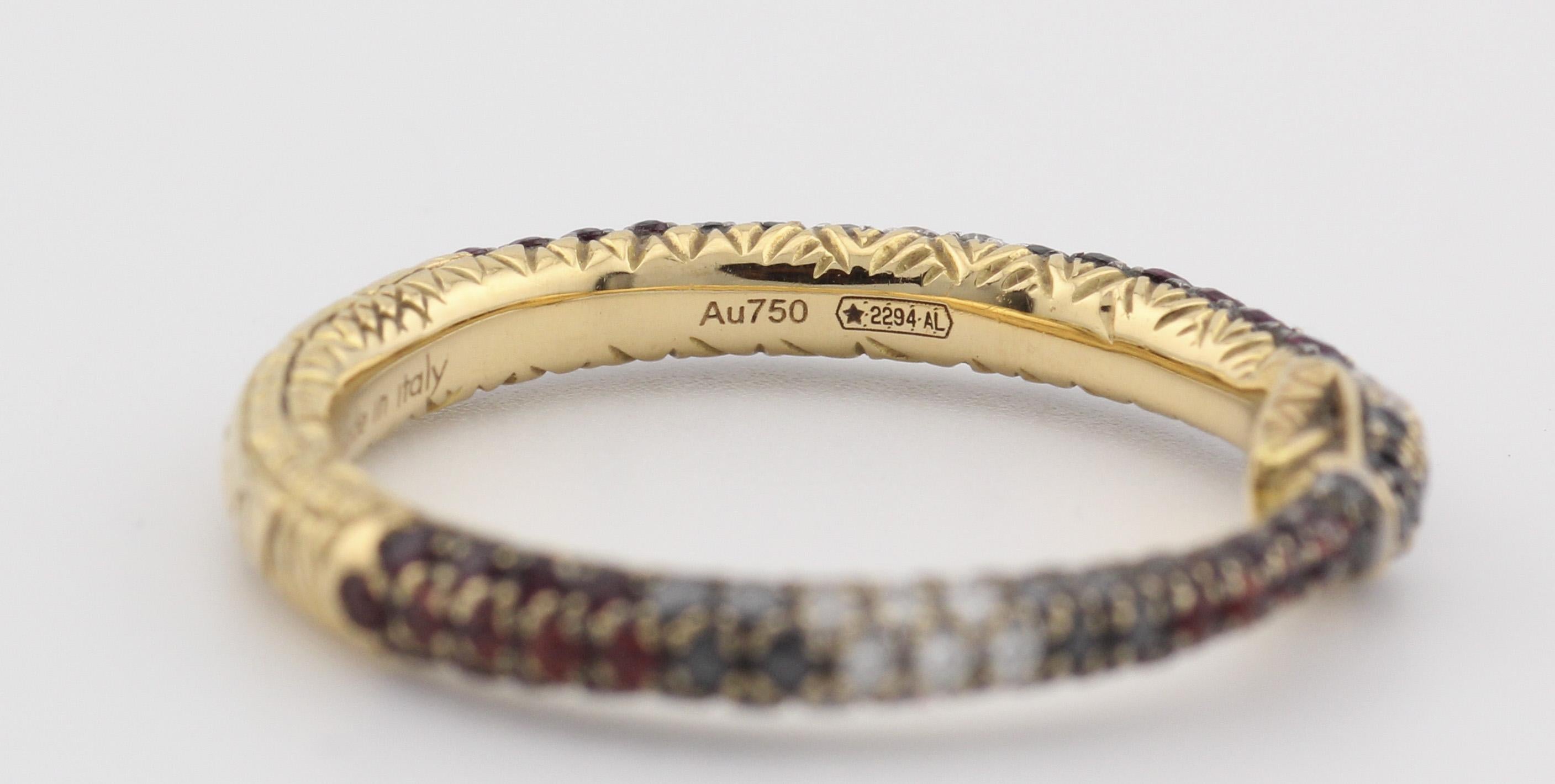 Women's Gucci Ouroboros Gemstone 18K Yellow Gold Kingsnake Band Ring Size 5 For Sale