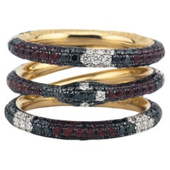 Gucci Ouroboros Gemstone 18k Yellow Gold Kingsnake Three Band Ring Size 5.25