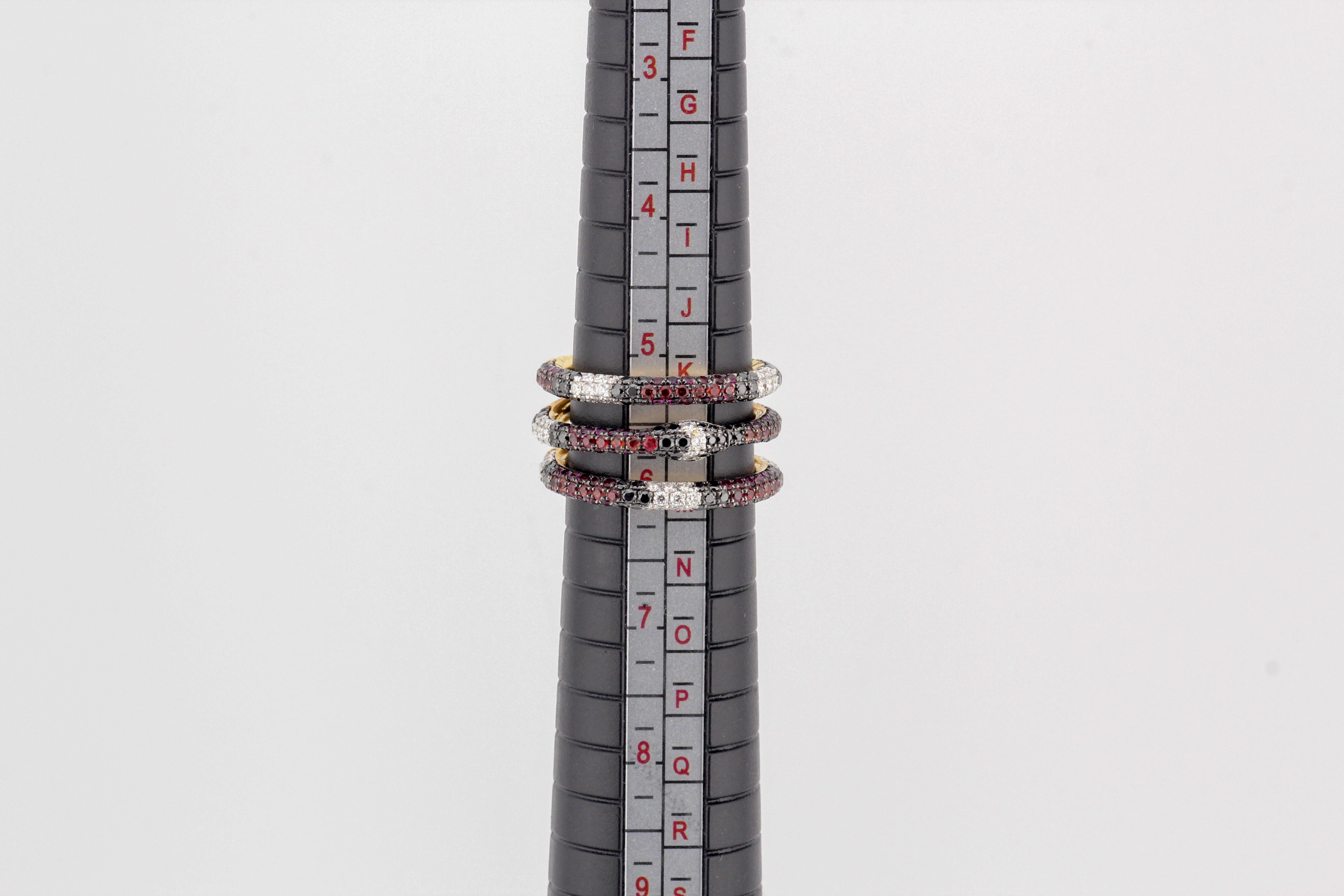 Gucci Ouroboros Gemstone 18k Yellow Gold Kingsnake Three Band Ring Size 6 4