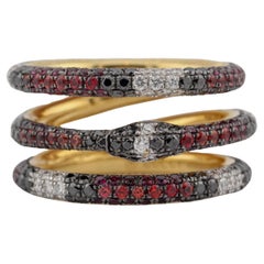 Gucci Ouroboros, bague à trois anneaux en or jaune 18 carats en forme de serpent, taille 6