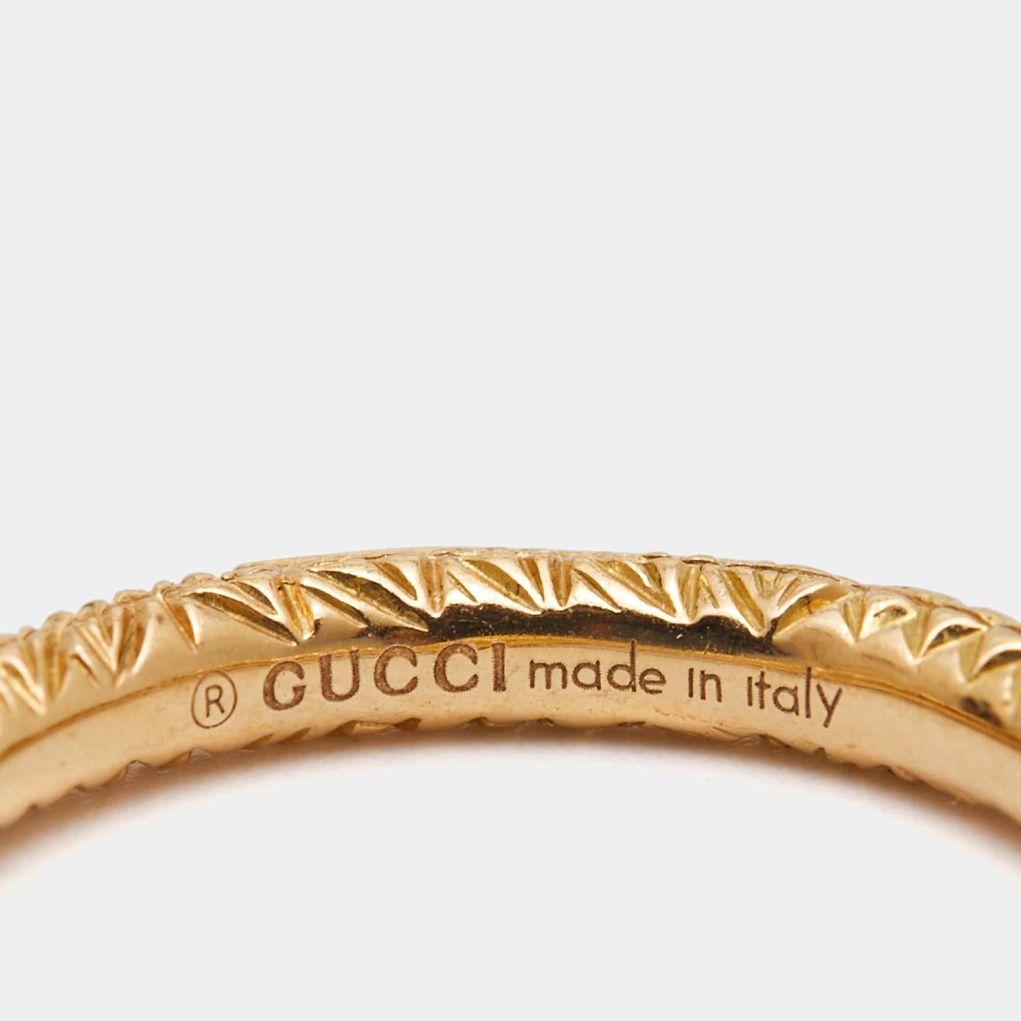 Gucci Ouroboros Multi Gemstone 18k Yellow Gold Ring Size 52 For Sale 1