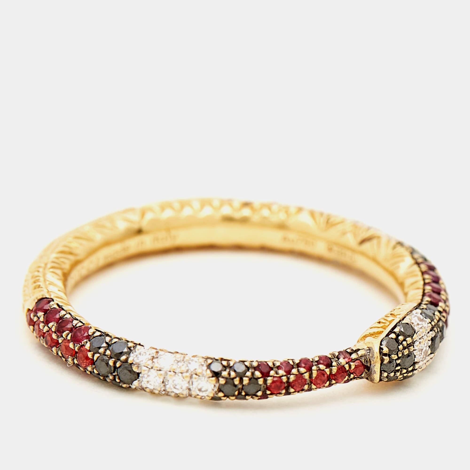 Aesthetic Movement Gucci Ouroboros Multi Gemstone 18k Yellow Gold Ring Size 52