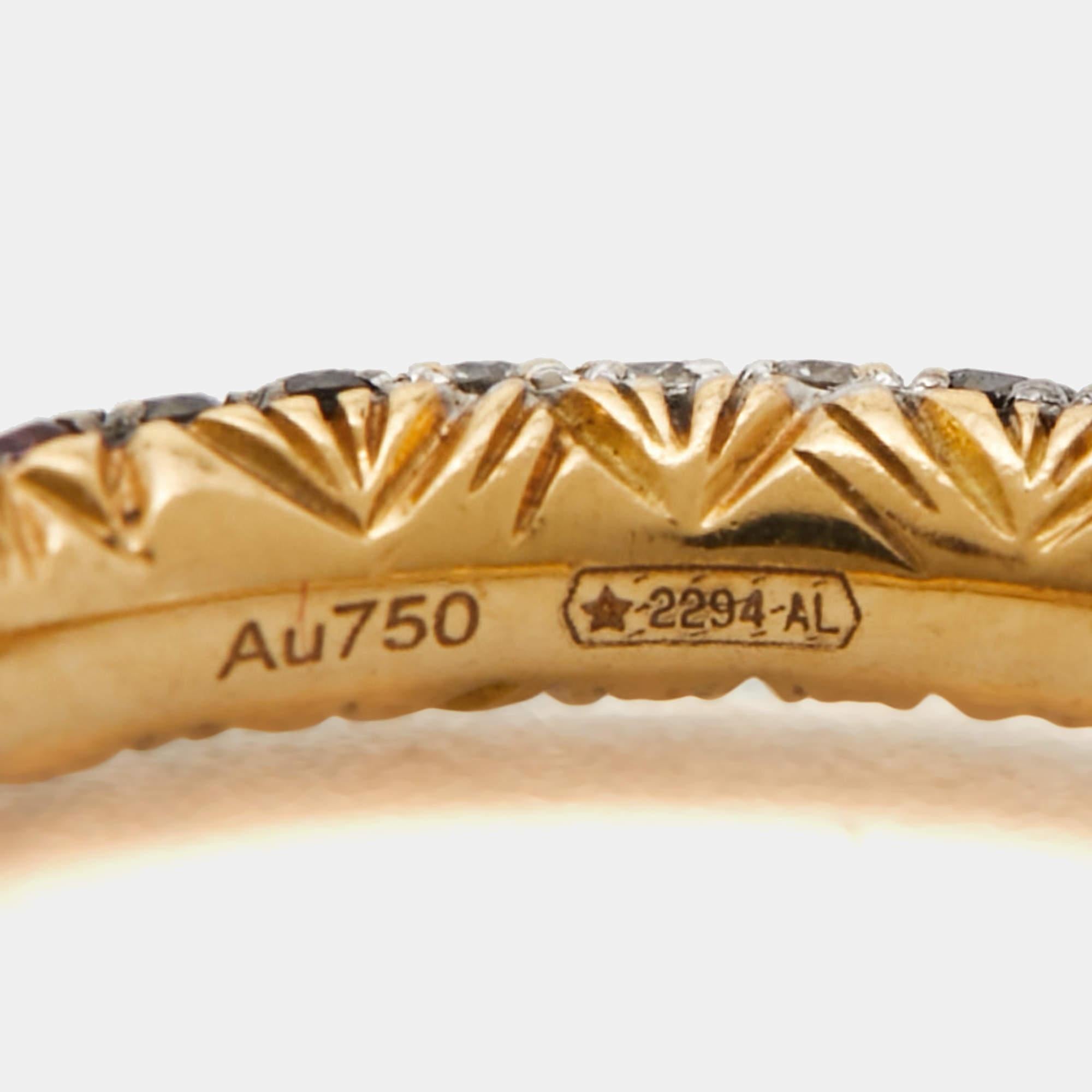 Gucci Ouroboros Multi Gemstone 18k Yellow Gold Ring Size 52 For Sale 3