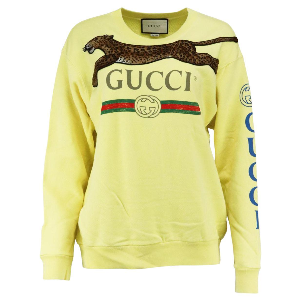 Gucci Oversized Appliquéd Printed Cotton Terry Sweatshirt Small