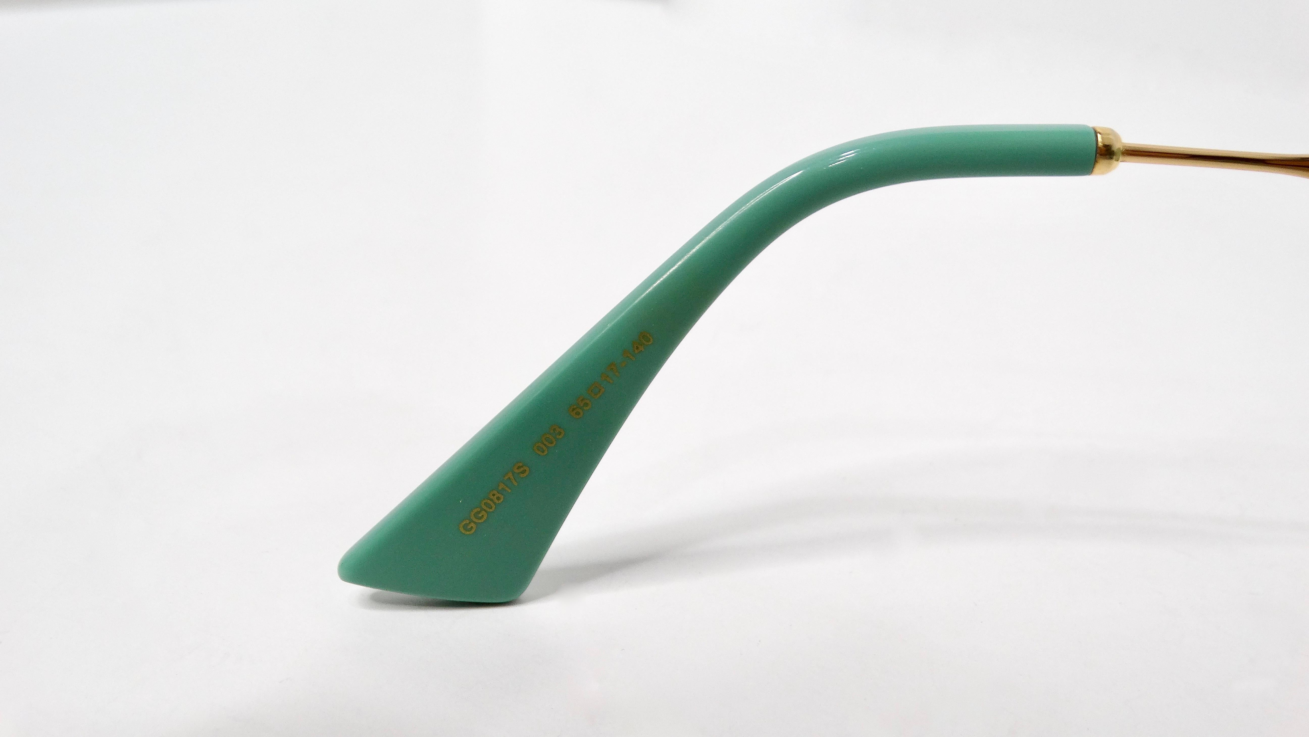 Gucci Oversized Green With Gold-Tone Metal Frame GG Logo Sunglasses For Sale 1