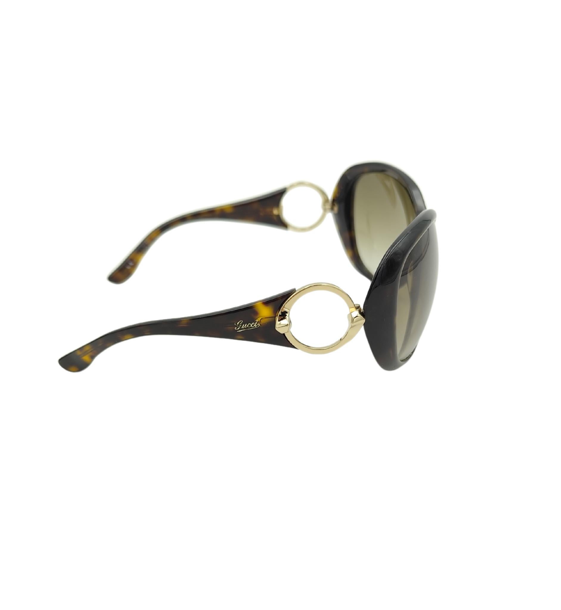 Gafas de sol Gucci oversize con logotipo redondo y estampado marrón en Bueno estado para la venta en Milano, IT