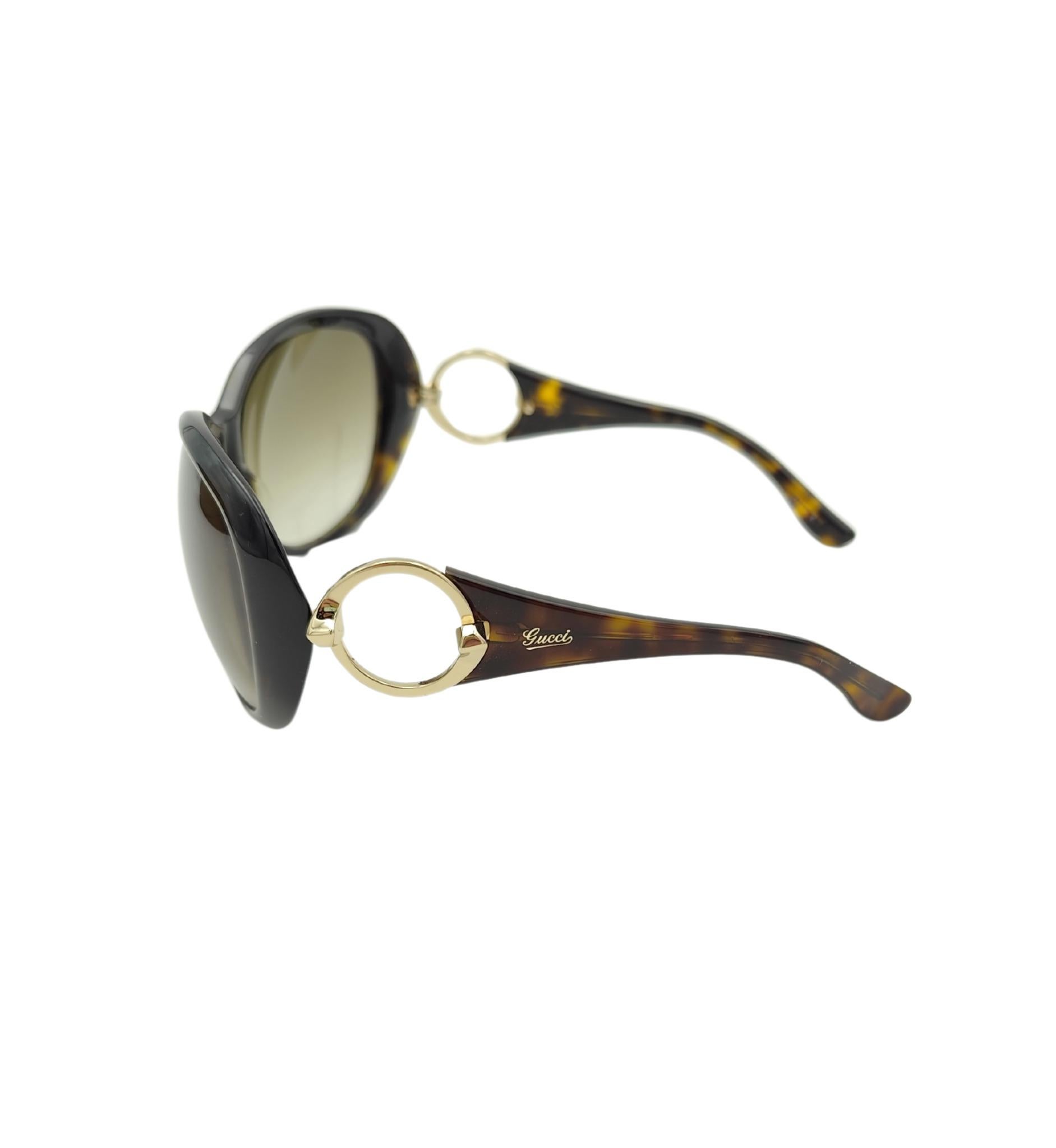 Femenino o masculino Gafas de sol Gucci oversize con logotipo redondo y estampado marrón en venta