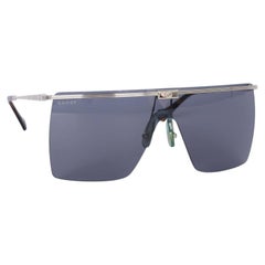 Gucci Women's Oversized Sunglasses Silver Metal Frame Tinted Lenses