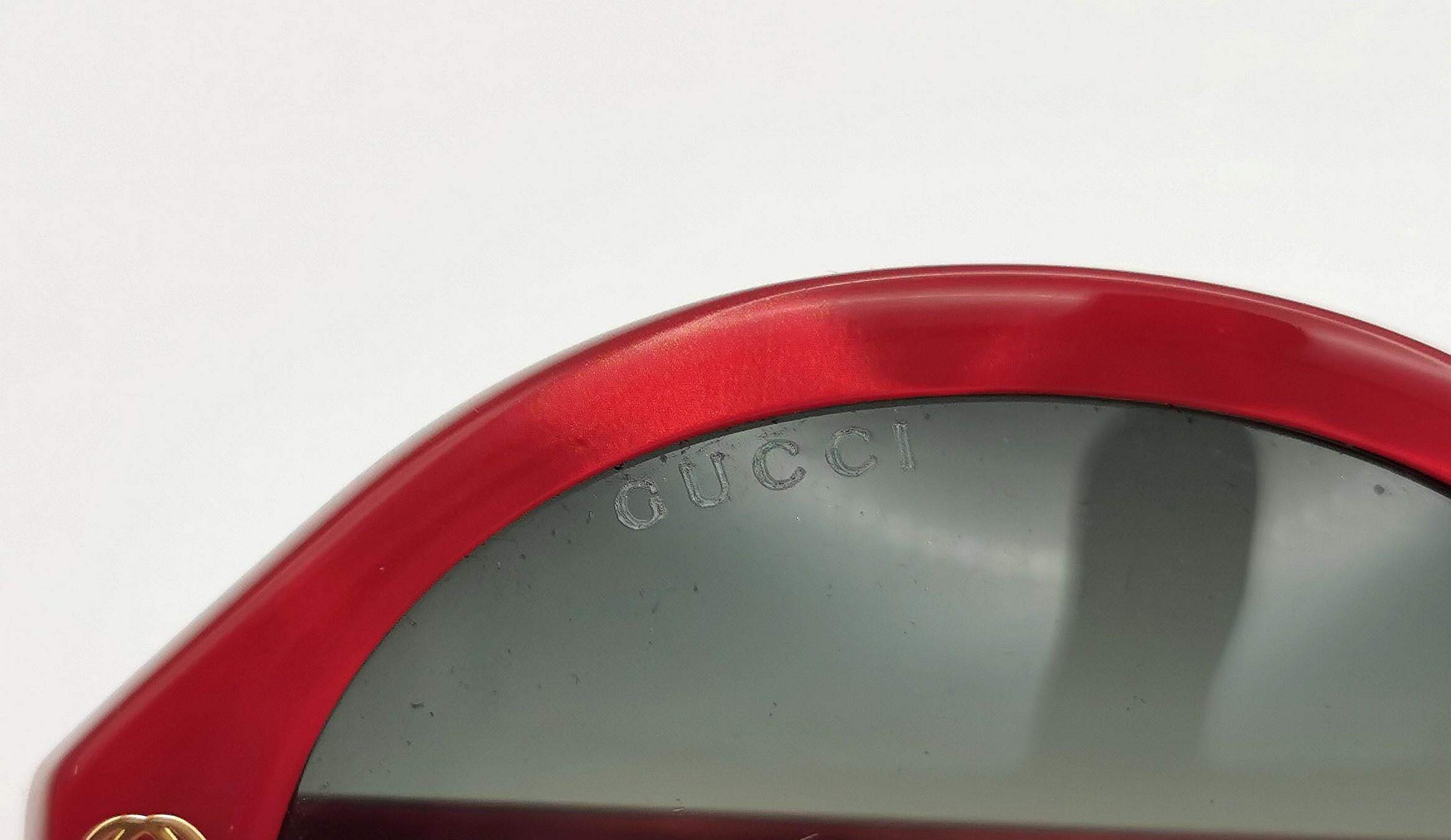 Lunettes de soleil surdimensionnées Gucci, rouge et or. Abeille 4