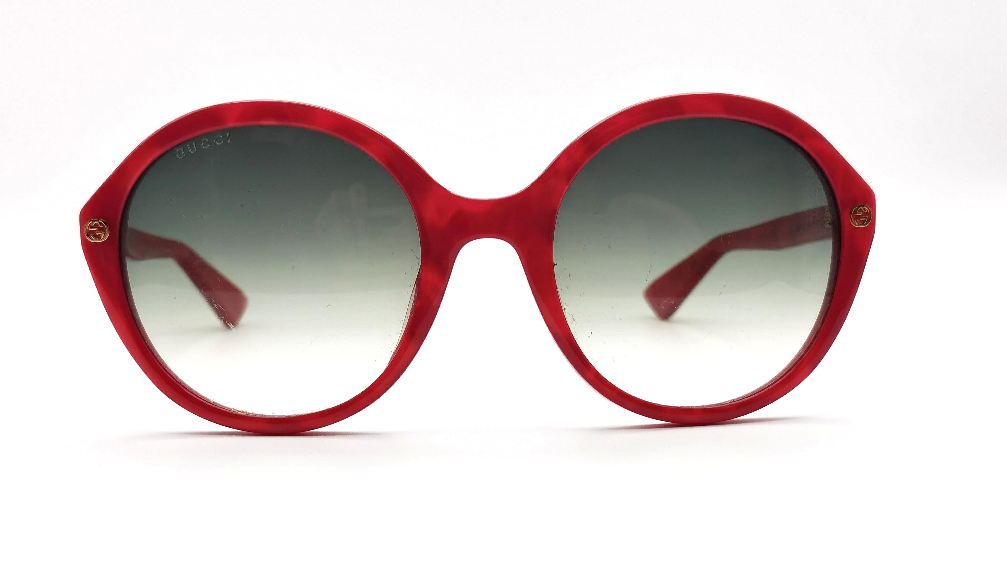  Lunettes de soleil surdimensionnées Gucci, rouge et or. Abeille Pour femmes 