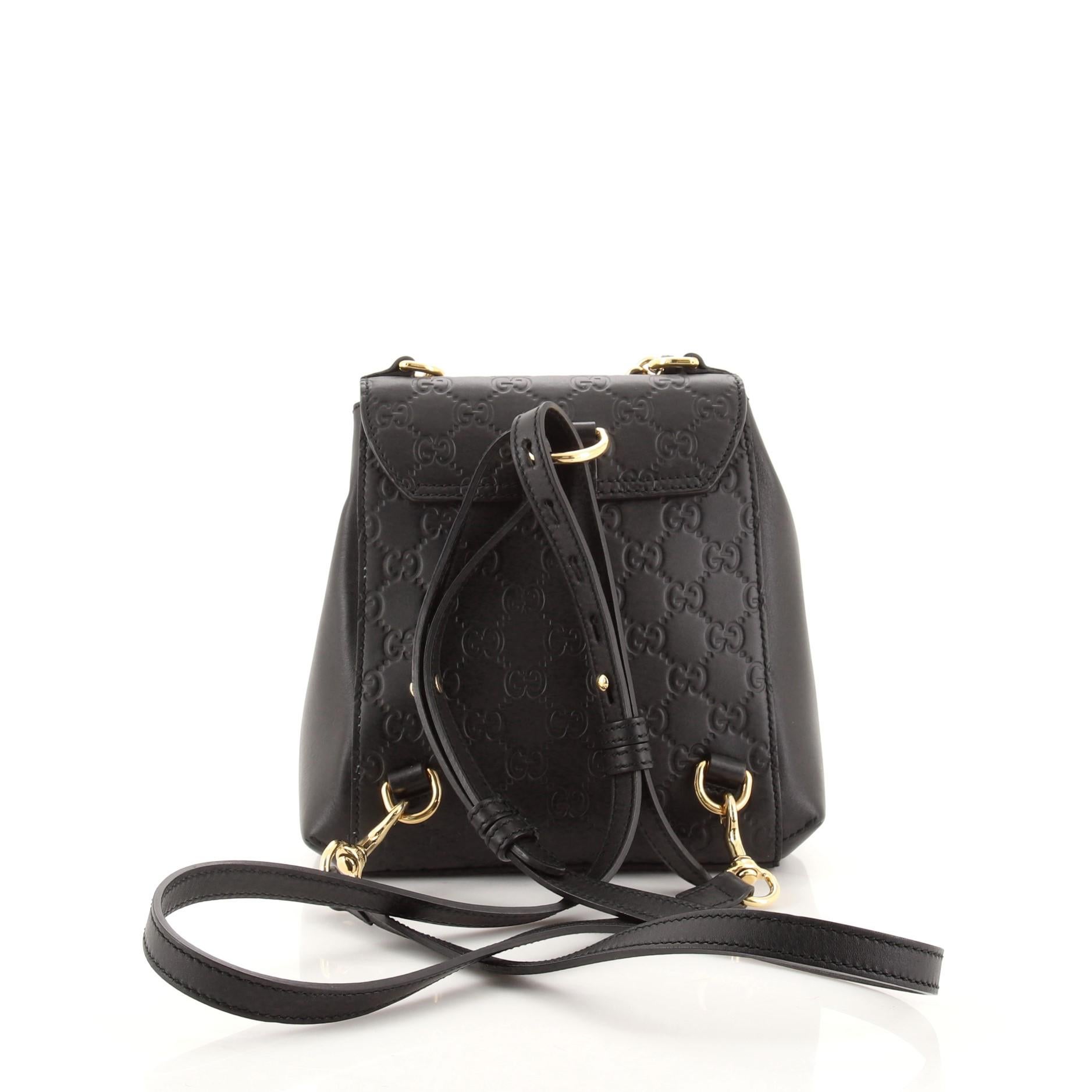 Black Gucci Padlock Backpack Guccissima Leather Mini