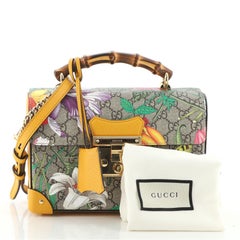 Gucci Padlock Bambus Umhängetasche Flora GG aus beschichtetem Segeltuch