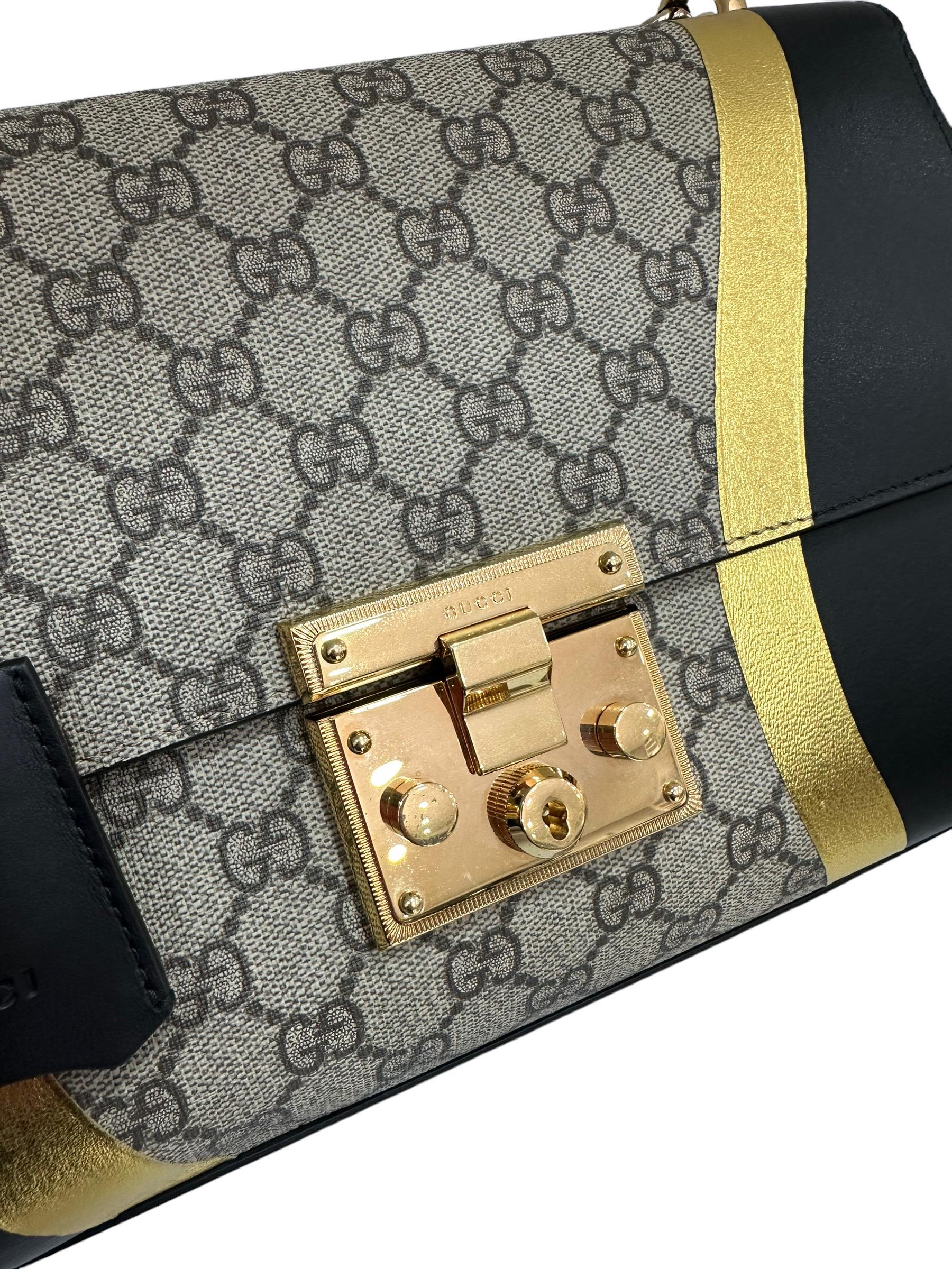 Gucci Padlock Bicolor Gold Crossbody Bag In Good Condition In Torre Del Greco, IT