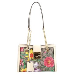 Gucci Padlock Chain Tote Flora GG Coated Canvas Small