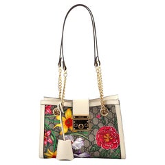 Gucci Padlock Chain Tote Flora GG Coated Canvas Small