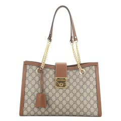 Gucci Padlock Chain Tote GG Coated Canvas Medium