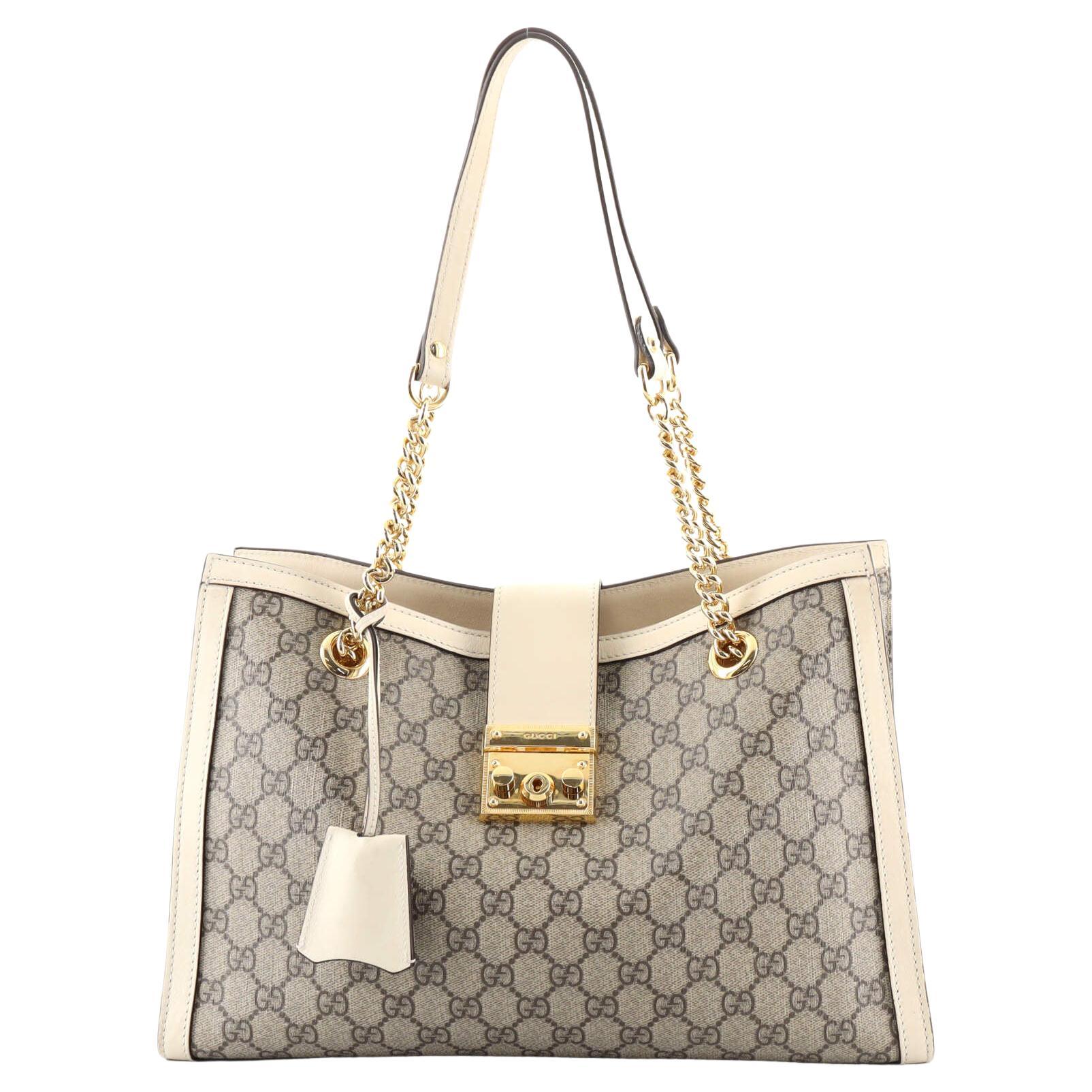 Gucci Vorhängeschloss Kette Tote GG beschichtetes Segeltuch Medium