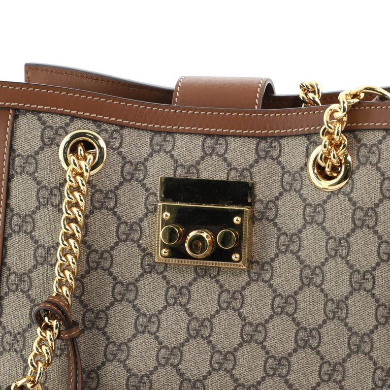 Gucci Padlock Chain Tote GG Coated Canvas Small at 1stDibs