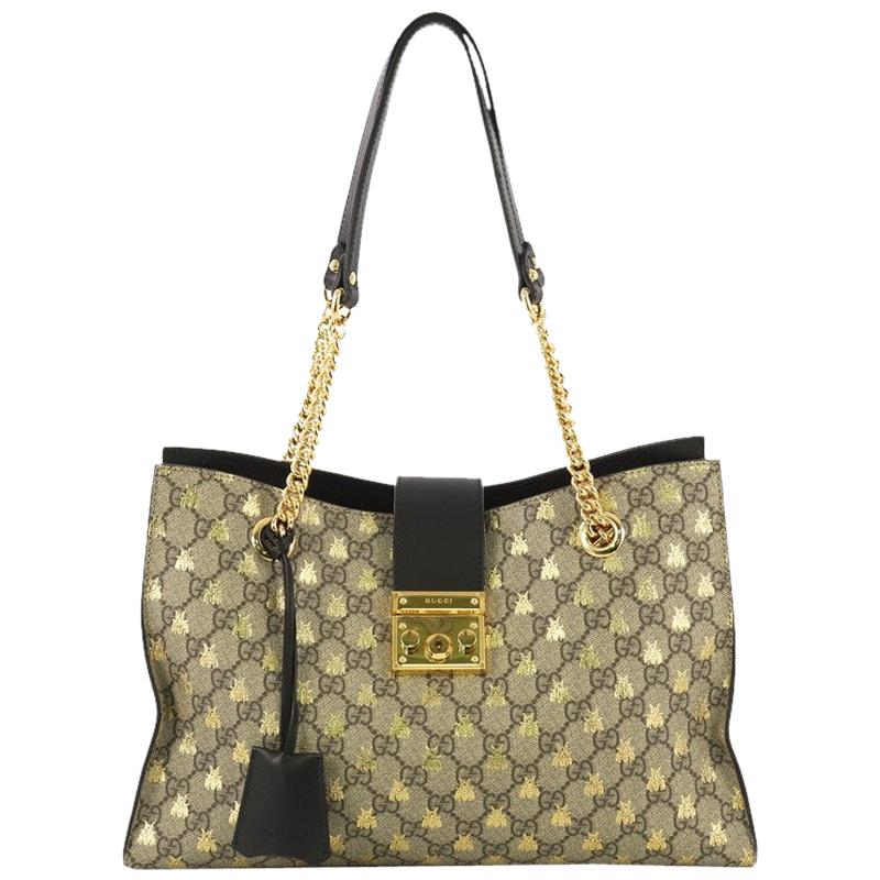 Gucci Padlock Chain Tote Printed GG Coated Canvas Medium