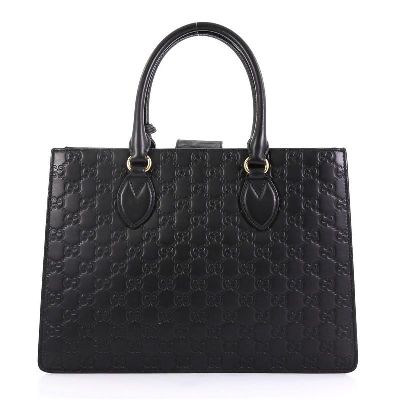 Black Gucci Padlock Convertible Tote Guccissima Leather Medium