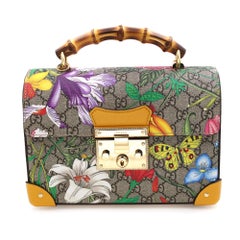Gucci Padlock GG Supreme Multicolor Flora Canvas Bamboo Small Shoulder Bag