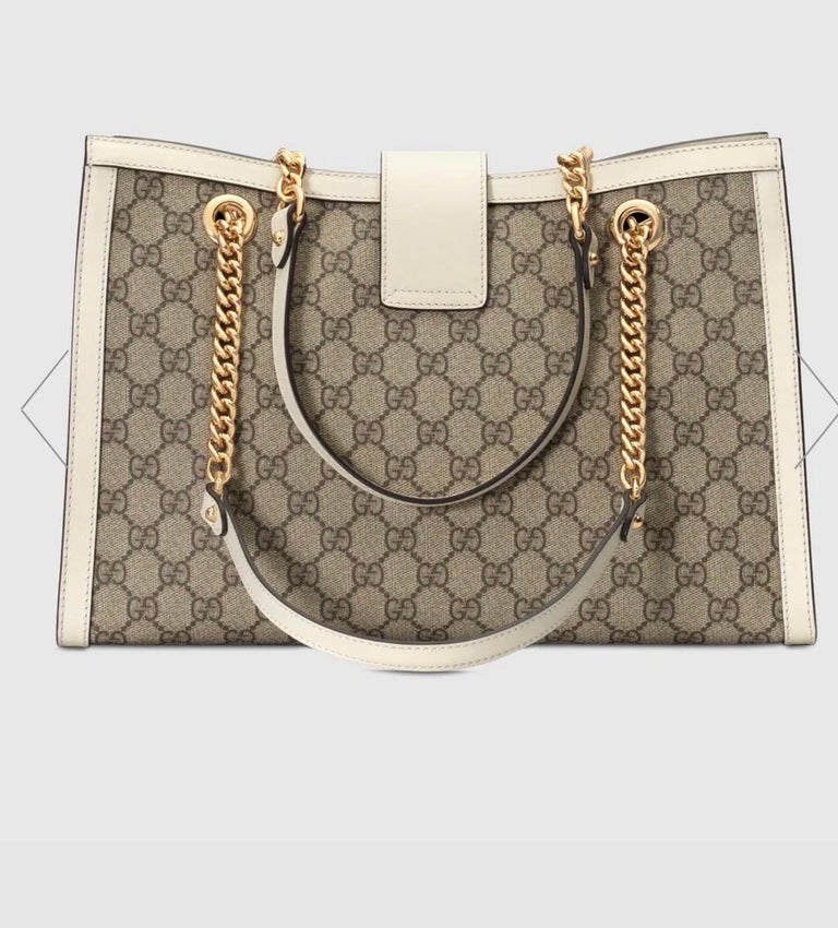 GUCCI Padlock leathertrimmed printed coatedcanvas tote, Medium Size, Mint Cond For Sale at 1stDibs