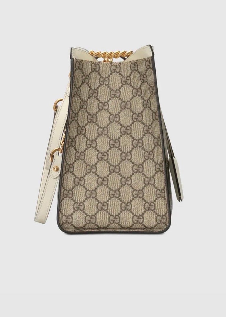 GUCCI Padlock leathertrimmed printed coatedcanvas tote, Medium Size, Mint Cond For Sale at 1stDibs