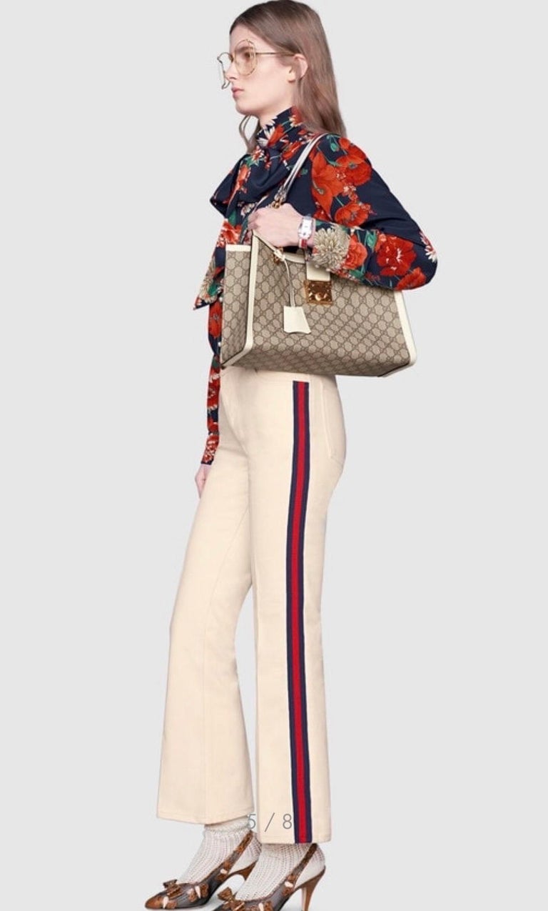 GUCCI Padlock leathertrimmed printed coatedcanvas tote, Medium Size
