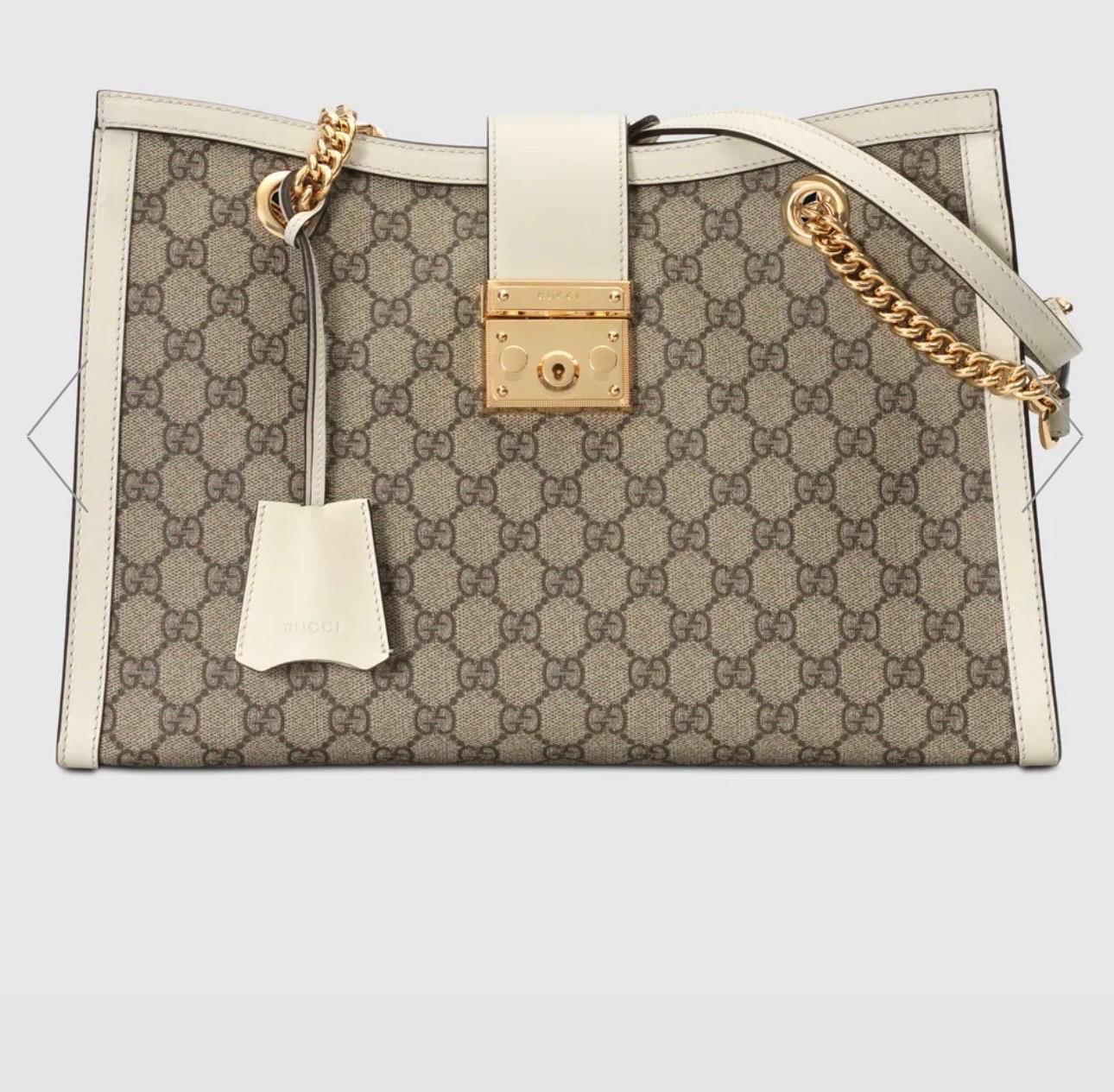 GUCCI Padlock leather-trimmed printed coated-canvas tote, Medium Size, Mint Cond 3