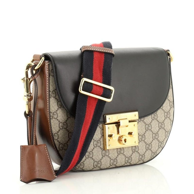 Gucci Padlock Saddle Shoulder Bag GG Coated Canvas and Leather Medium at 1stDibs