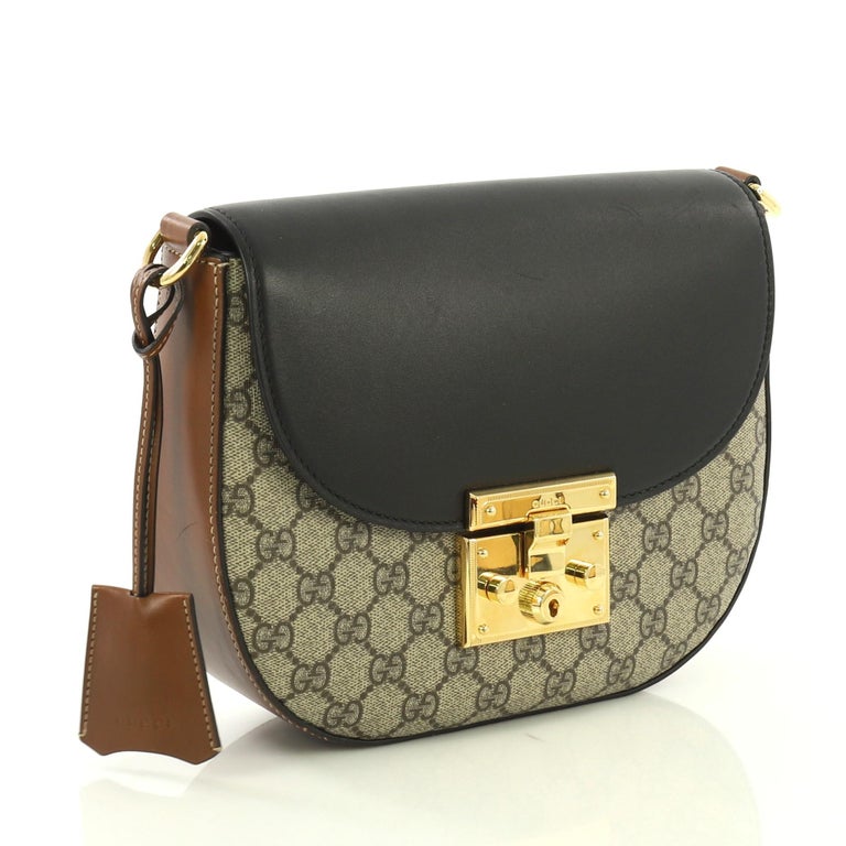 Gucci Padlock Saddle Shoulder Bag GG Coated Canvas and Leather Medium