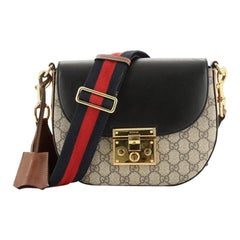 Gucci  Padlock Saddle Shoulder Bag GG Coated Canvas and Leather Medium