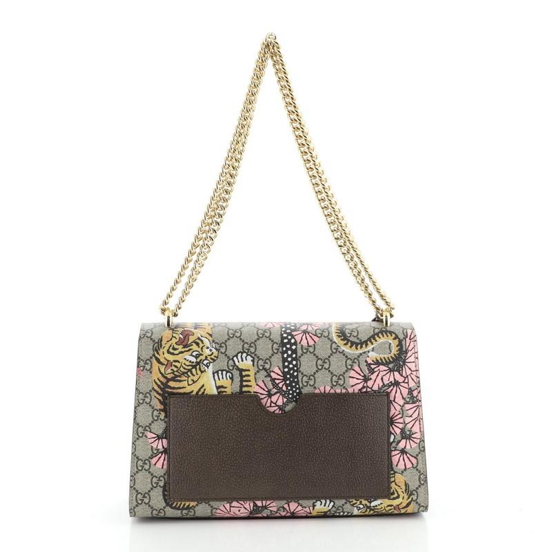 Brown Gucci Padlock Shoulder Bag Bengal Print GG Coated Canvas Medium