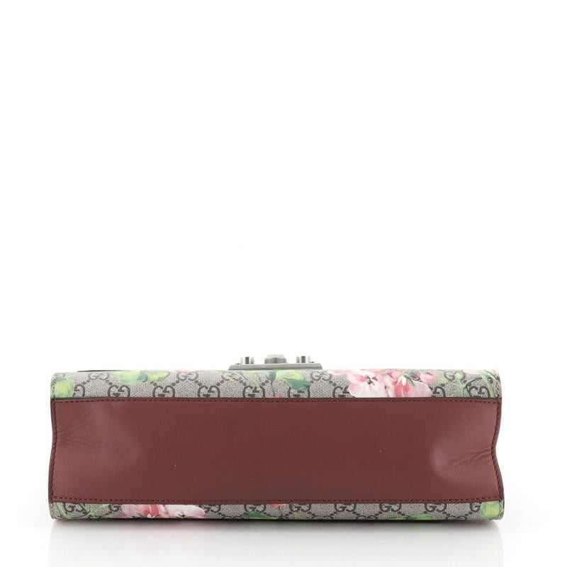 Brown Gucci Padlock Shoulder Bag Blooms Print GG Coated Canvas Medium