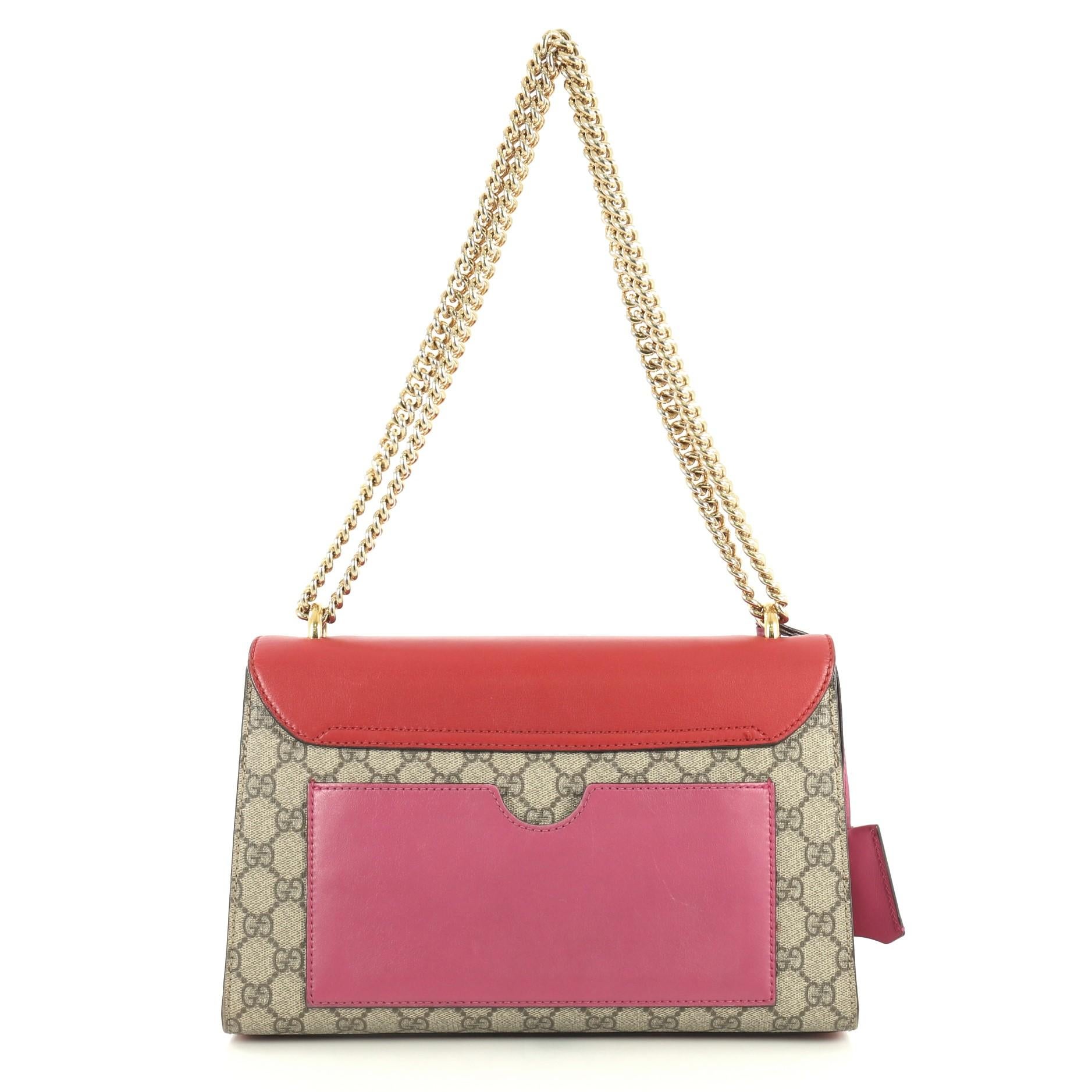 Pink Gucci Padlock Shoulder Bag GG Coated Canvas and Leather Medium