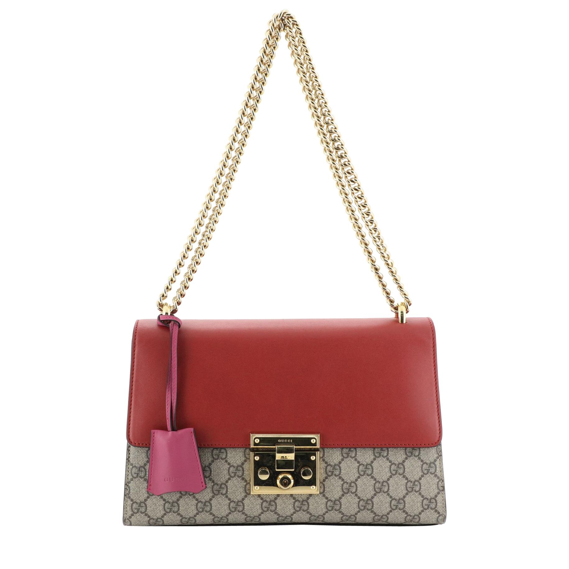 Gucci Padlock Shoulder Bag GG Coated Canvas And Leather Medium 