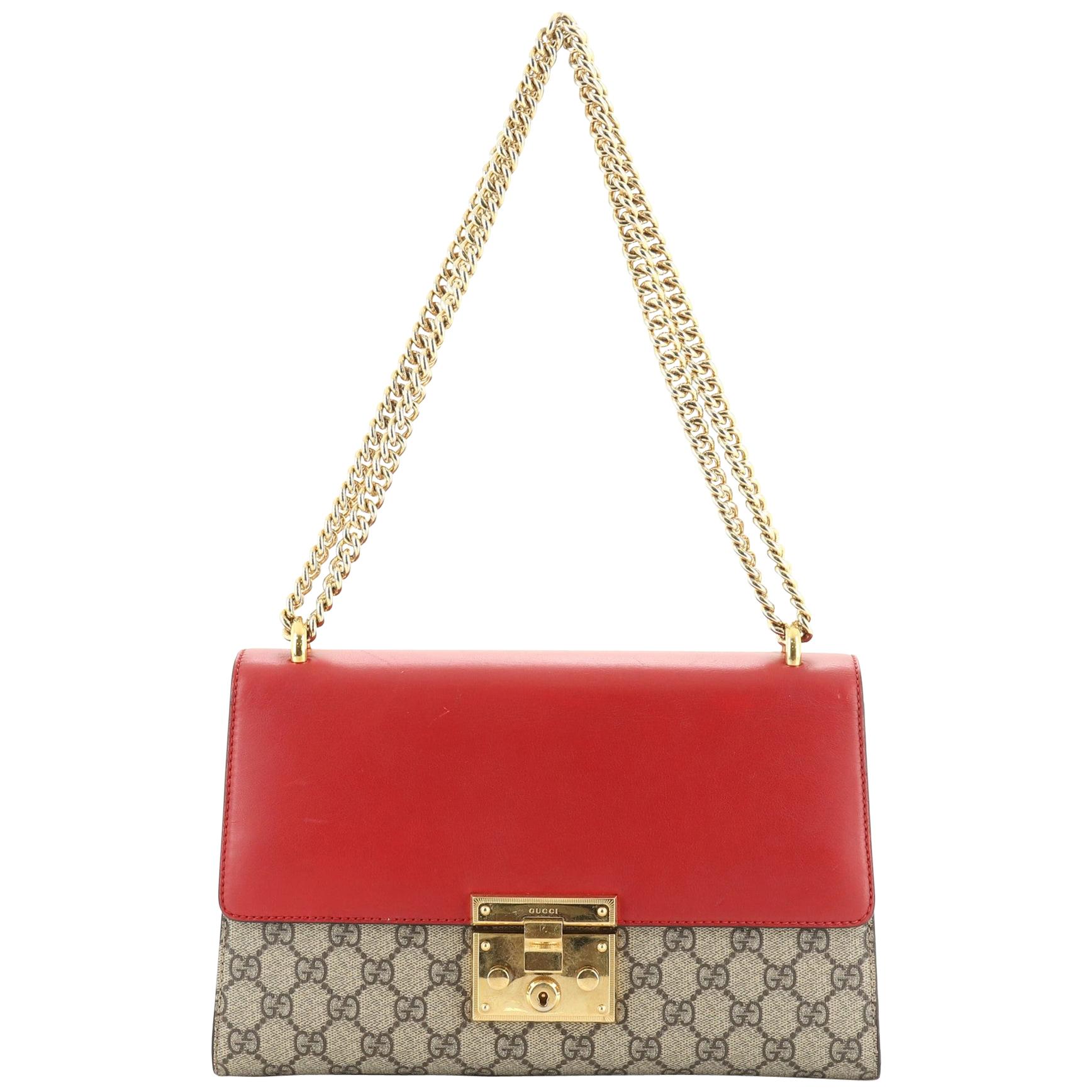 Gucci Padlock Shoulder Bag GG Coated Canvas and Leather Medium at 1stDibs