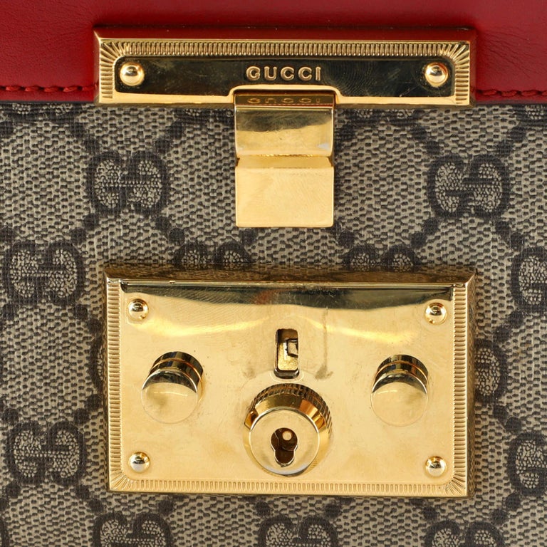 Gucci Padlock Shoulder Bag GG Coated Canvas and Leather Small For Sale