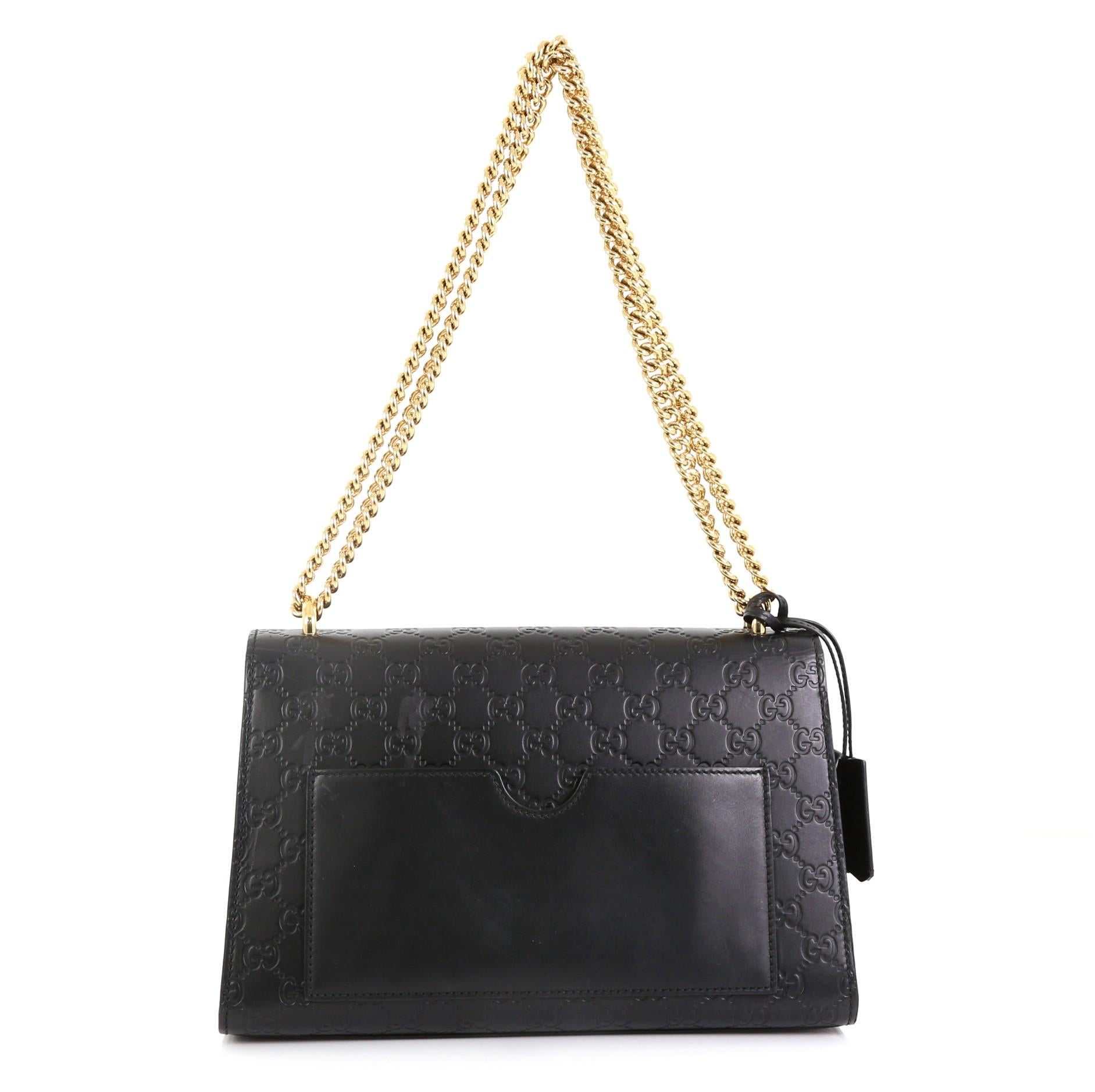 Black Gucci Padlock Shoulder Bag Guccissima Leather Medium
