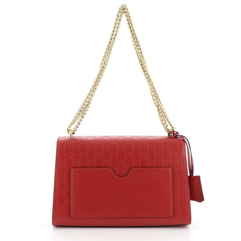 Red Gucci Padlock Shoulder Bag Guccissima Leather Medium