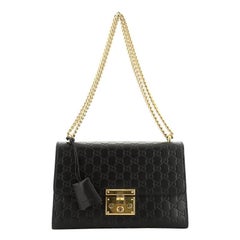 GUCCI Guccissima Small Padlock Shoulder Bag Black 1255331