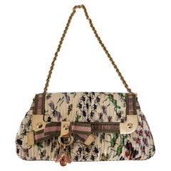 Gucci Padlock Silk Chain Shoulder Bag White Floral with Bee Charm